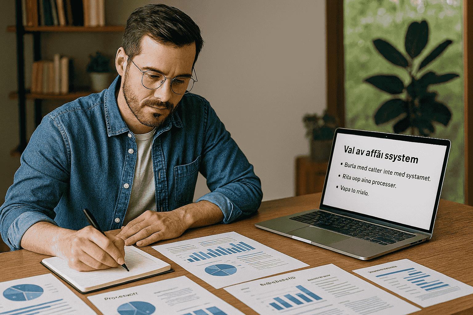 En småföretagare arbetar med redovisning